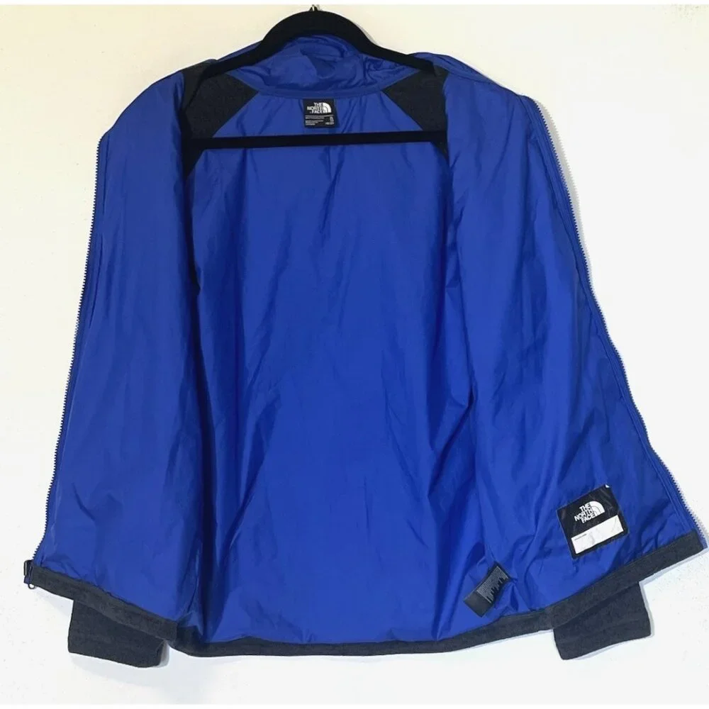 The North Face Blue Black Quilted Fleece Hooded Jacket Young Men Boy 18-20 Sz XL